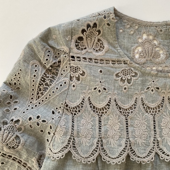 Sea New York Pleated Embroidered Top Gray - Picture 5 of 7